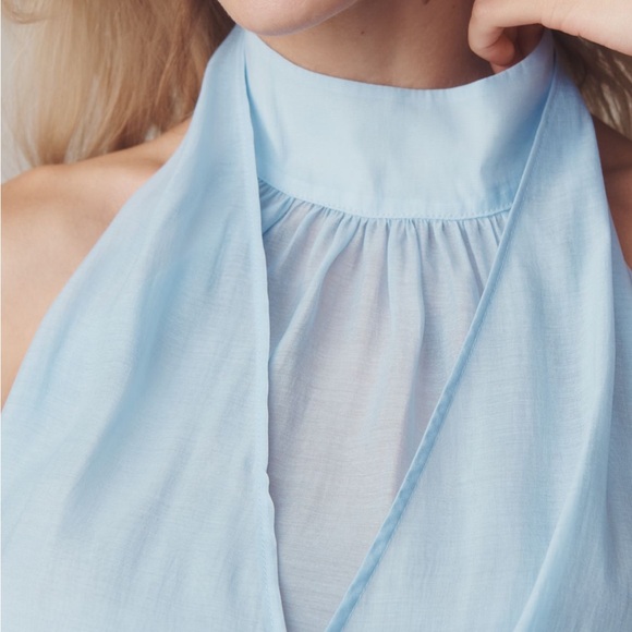 Anthropologie Layered Halter Sleeveless Top Sky Blue SZ XLG NWT Whimsical Fairy - Picture 4 of 11